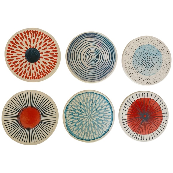 Set of 6 Coasters Round Ceramic Stone Coasters Cork Base 4" New - Picture 6 of 9